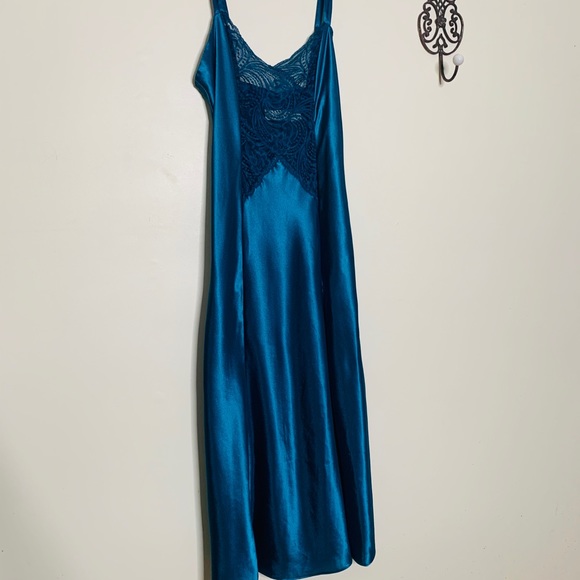 Victoria's Secret Other - Victoria’s Secret Vintage Teal Satin Gown Sz S